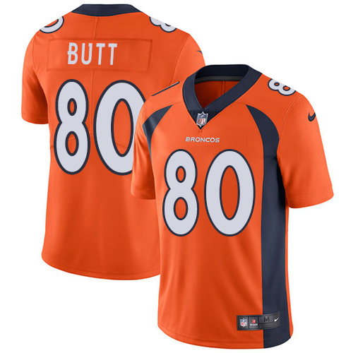 Nike Broncos #80 Jake Butt Orange Team Color Men's Stitched NFL Vapor Untouchable Limited Jersey - Click Image to Close